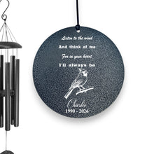 Load image into Gallery viewer, Wind Chime - PERSONALIZED - Listen to the wind and think of me - Black powder coated