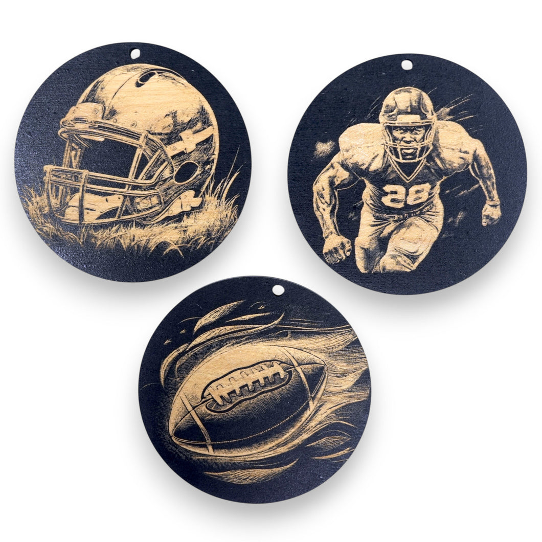 Ornament - Black - Football SET of 3