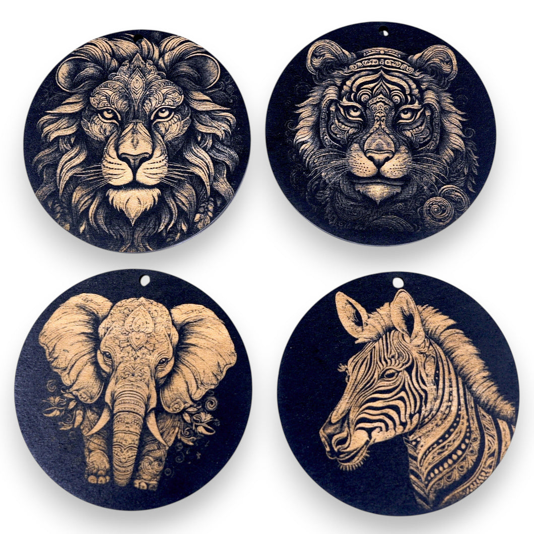 Ornament - Black - Fancy Animals SET of 4