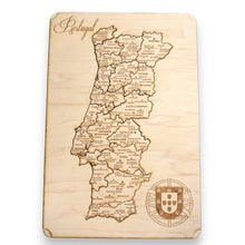 Load image into Gallery viewer, Portugal Puzzle Map - Art Kit - Raw Wood 12x18 Inches - 19 Pieces - With Stand