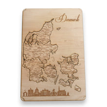 Load image into Gallery viewer, Denmark Puzzle Map - Art Kit - Raw Wood 12x18 Inches - 16 Pieces - With Stand