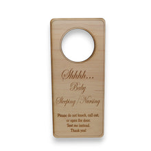 Load image into Gallery viewer, Door Hanger - Shhh Baby sleeping - nursing - 9x4 Inches