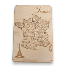 Load image into Gallery viewer, France Puzzle Map - Art Kit - Raw Wood 12x18 Inches - 14 Pieces - With Stand