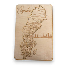 Load image into Gallery viewer, Sweden Puzzle Map - Art Kit - Raw Wood 12x18 Inches - 22 Pieces - With Stand