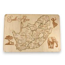 Load image into Gallery viewer, South Africa Puzzle Map - Art Kit - Raw Wood 12x18 Inches - 11 Pieces - With Stand
