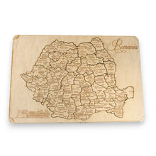 Load image into Gallery viewer, Romania Puzzle Map - Art Kit - Raw Wood 12x18 Inches - 42 Pieces - With Stand
