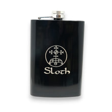 Load image into Gallery viewer, 8oz BLACK Seven Deadly Sins SLOTH Flask