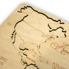 Load image into Gallery viewer, America North South and Central Puzzle Map - Art Kit - Raw Wood 12x18 Inches - 7 Pieces - With Stand