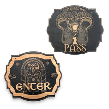Load image into Gallery viewer, Speak friend and enter _ You shall not pass double sided sign - Black Door Sign 6x9