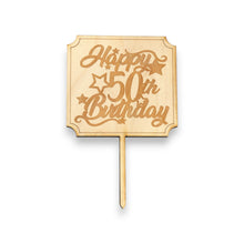 Load image into Gallery viewer, Cake Topper - PERSONALIZED - Happy Birthday With your year - Raw Wood