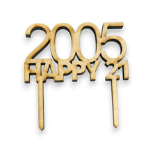 Load image into Gallery viewer, Cake Topper - PERSONALIZED - Birthday with your age and year - Raw Wood