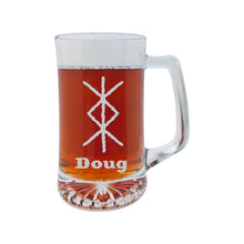 Load image into Gallery viewer, 25oz Beer mug with handle - PERSONALIZED - Viking Protection Rune