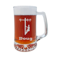 Load image into Gallery viewer, 25oz Beer mug with handle - PERSONALIZED - Lineman