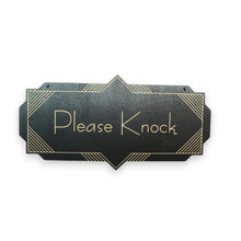 Load image into Gallery viewer, Please Knock - Black Door Sign - Art Deco 4x8