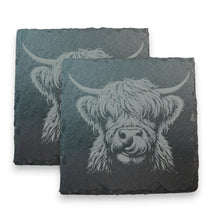 Load image into Gallery viewer, Coaster - Slate - Highland Cow - SET OF 2