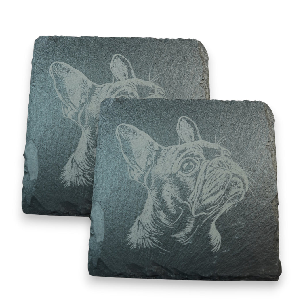 Coaster - Slate - French Bulldog - SET OF 2 - Dog