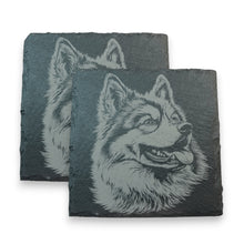 Load image into Gallery viewer, Coaster - Slate - Keeshond - SET OF 2 - Dog
