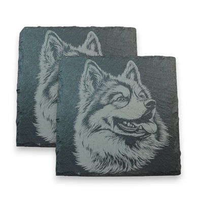 Coaster - Slate - Keeshond - SET OF 2 - Dog