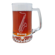 Load image into Gallery viewer, 25oz Beer mug with handle - PERSONALIZED - Saxophone