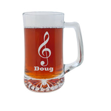 Load image into Gallery viewer, 25oz Beer mug with handle - PERSONALIZED - Treble Clef Note - Music