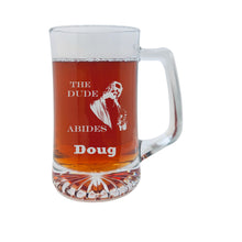 Load image into Gallery viewer, 25oz Beer mug with handle - PERSONALIZED - The Dude Abides