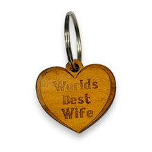 Load image into Gallery viewer, Keychain - Cedar Picket - Worlds Best Wife - 2x2 Inches