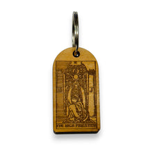Load image into Gallery viewer, Keychain - Cedar Picket - The High Priestess Tarot Card - 2.8x1.5 Inches