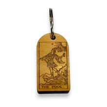 Load image into Gallery viewer, Keychain - Cedar Picket - The Fool Tarot Card - 2.8x1.5 Inches
