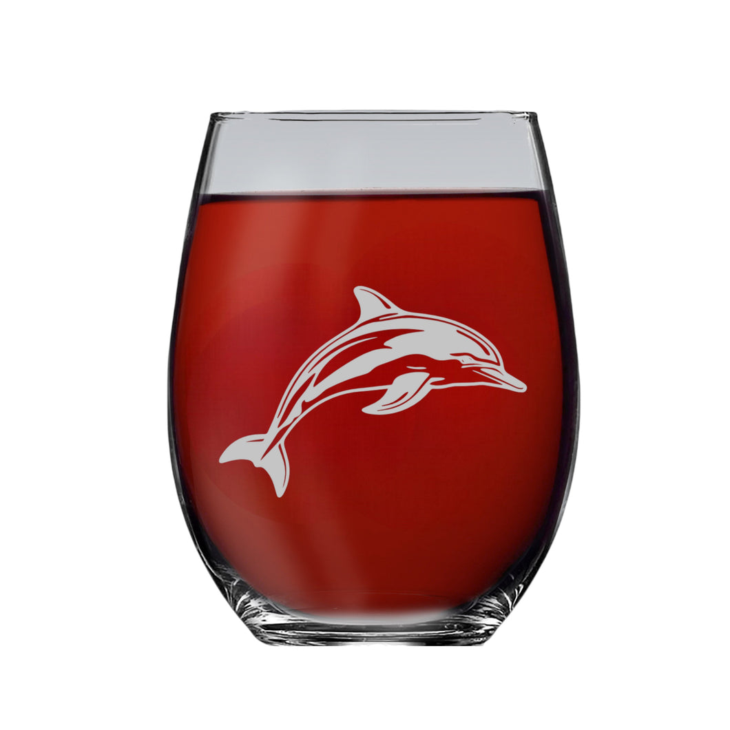 15oz Stemless Wine Glass - Dolphin