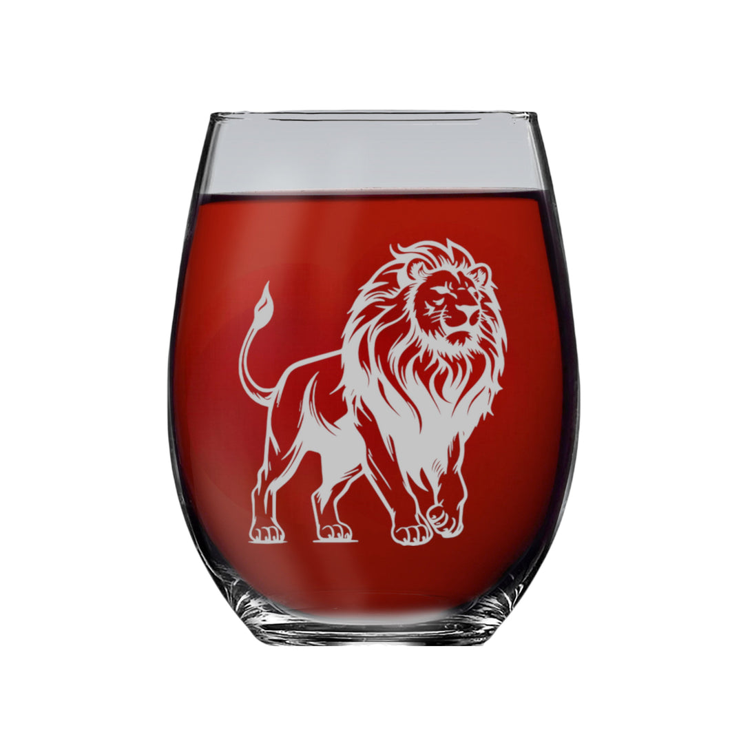 15oz Stemless Wine Glass - Lion