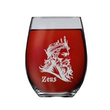 Load image into Gallery viewer, 15oz Stemless Wine Glass - Zeus - God of Thunder