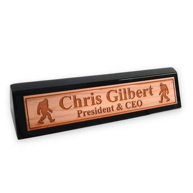 Desk Wedge Name Plate - PERSONALIZED - Bigfoot Sasquatch - 11 Inches