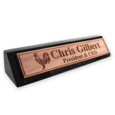 Desk Wedge Name Plate - PERSONALIZED - Chicken - 11 Inches