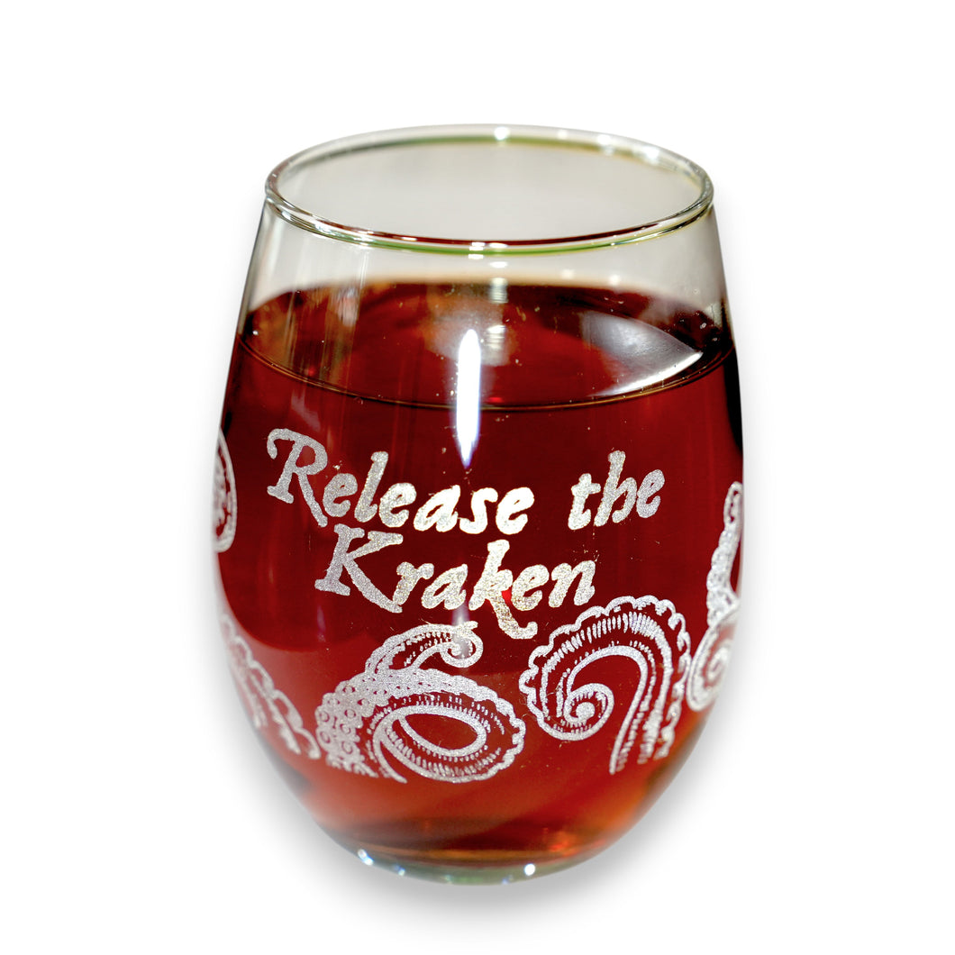 15oz Stemless Wine Glass - Release the Kraken