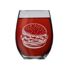 Load image into Gallery viewer, 15oz Stemless Wine Glass - Hamburger