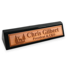 Load image into Gallery viewer, Desk Wedge Name Plate - PERSONALIZED - Deer Scene - 11 Inches