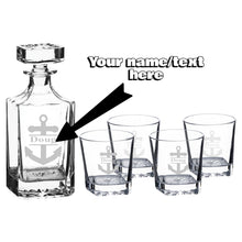 Load image into Gallery viewer, 750ml Decanter Set - PERSONALIZED - Anchor  - with four 11oz glasses