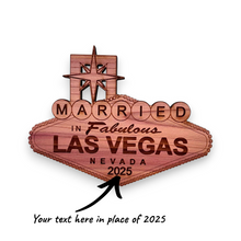 Load image into Gallery viewer, Cedar Ornament - PERSONALIZED - Married in Las Vegas - Raw Cedar 3x3in