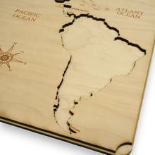Load image into Gallery viewer, America North South and Central Puzzle Map - Art Kit - Raw Wood 12x18 Inches - 7 Pieces - With Stand