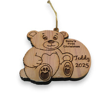 Load image into Gallery viewer, PERSONALIZED Babies First Christmas Teddy Bear - Cedar Ornament