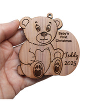 Load image into Gallery viewer, PERSONALIZED Babies First Christmas Teddy Bear - Cedar Ornament