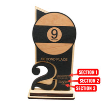 Load image into Gallery viewer, Trophy Award - PERSONALIZED - 9 Ball - 1st 2nd 3rd Place - 9x5 Inches