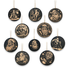 Load image into Gallery viewer, Ornament - Black - Santa - Set of 10 - Santa Claus