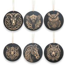 Load image into Gallery viewer, Ornament - Black - Celtic Animals - Set of 6