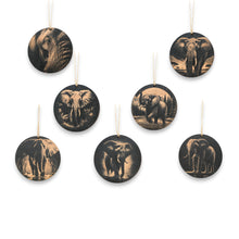 Load image into Gallery viewer, Ornament - Black - Elephants - Set of 7