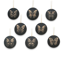 Load image into Gallery viewer, Ornament - Black - Butterflies - Set of 8