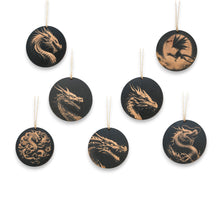 Load image into Gallery viewer, Ornament - Black - Dragons - Set of 7