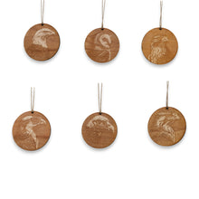 Load image into Gallery viewer, Ornament - Raptors - Birds - Set of 6 - Raw wood