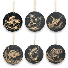 Load image into Gallery viewer, Ornament - Black - Fish - Set of 6