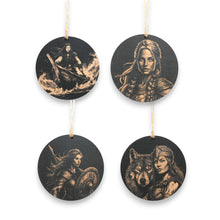 Load image into Gallery viewer, Ornament - Black - Lady Viking - Set of 4